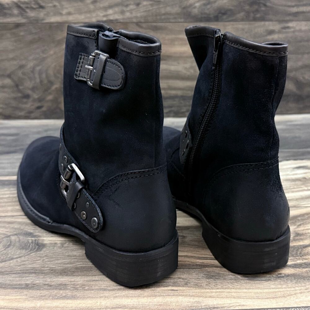 NIB Vintage Foundry Miriam 8 38.5 Black Suede Leather Moto Boots Booties - Picture 10 of 13